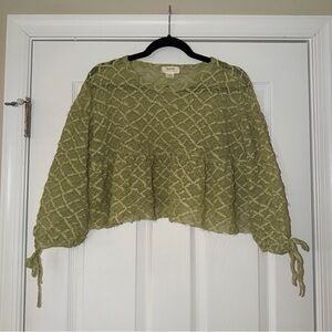 Anthropologie Sage Green Textured Blouse